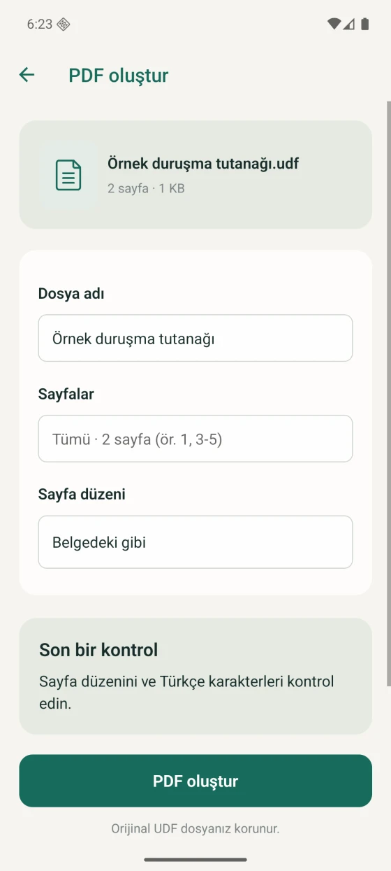Android’de Evrak: PDF dışa aktarma seçenekleri