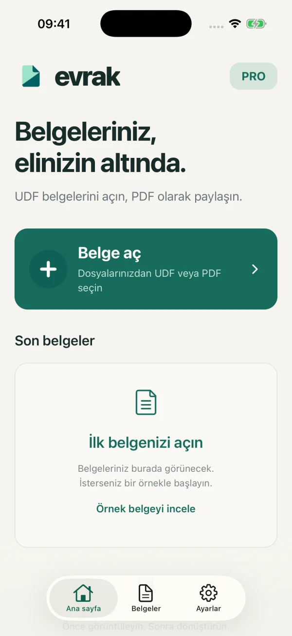 iPhone’da Evrak: belge açma ve son belgeler ekranı